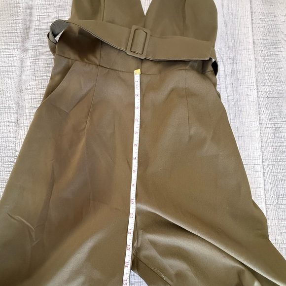 Olive Scent Olive Green Strapless Jumpsuit with Belt Size Small - Picture 7 of 13